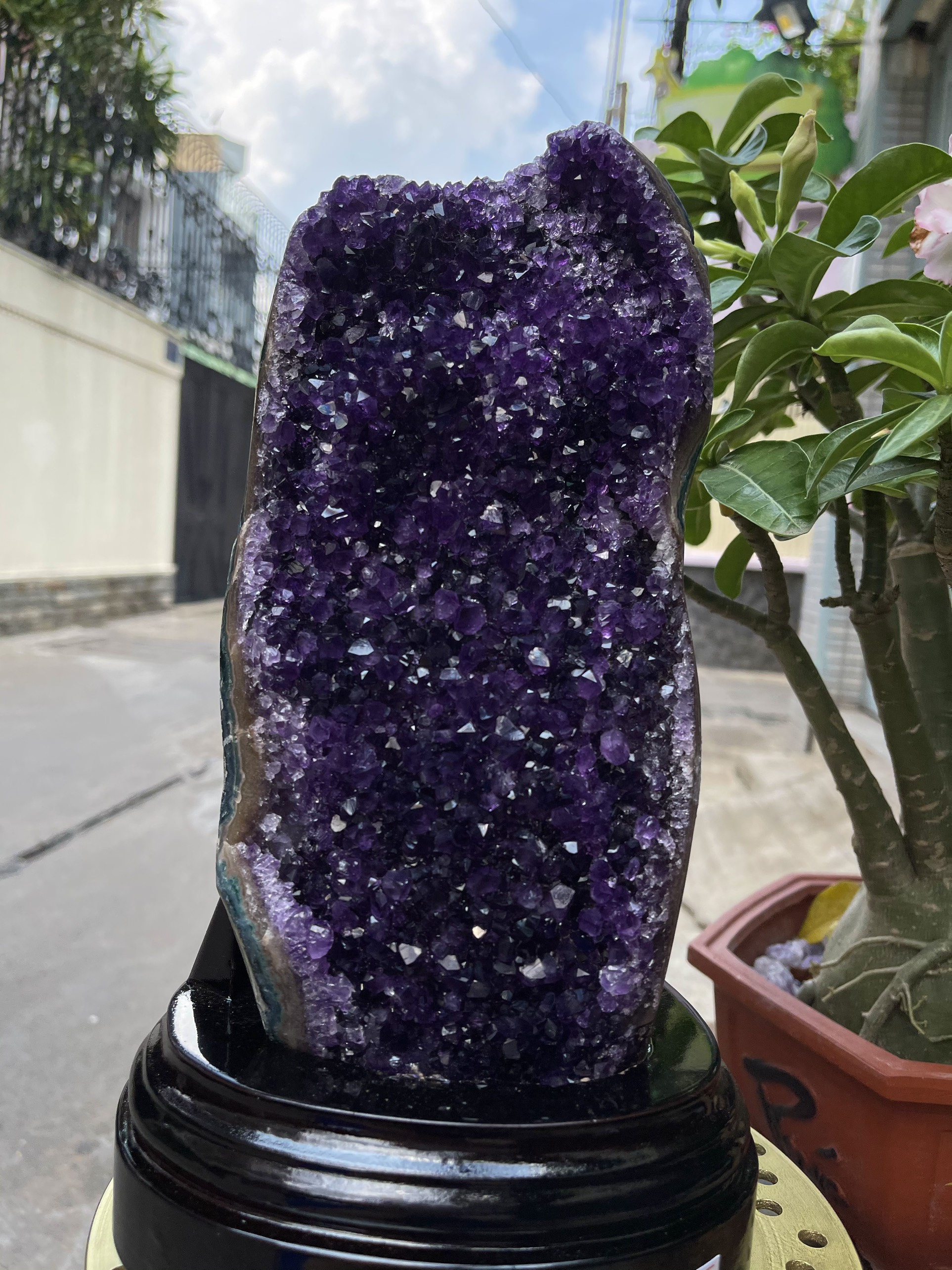 Bông thạch anh tím đậm - AMETHYST GEODE KT 31x13 CM (MS: TIM776)