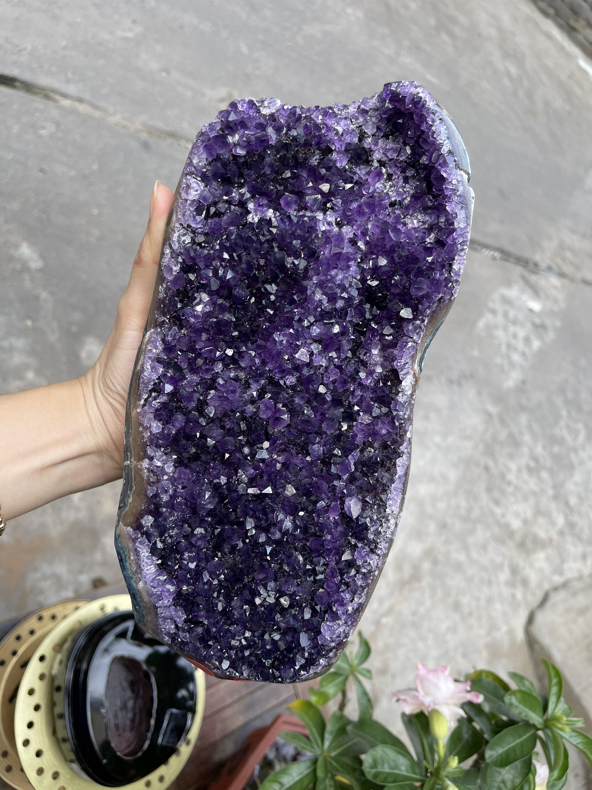 Bông thạch anh tím đậm - AMETHYST GEODE KT 31x13 CM (MS: TIM776)