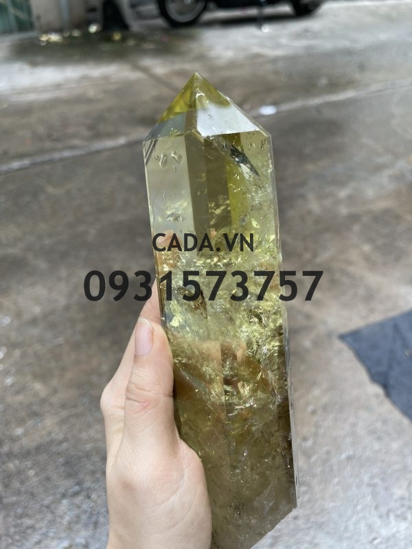 TRỤ THẠCH ANH VÀNG - CHẤT TRONG, KL: 0.745 KG, CAO 21.5 CM (TVL14)