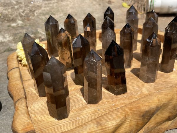 Trụ thạch anh khói - smoky quartz point - Trụ đá thanh tẩy, tarot, sưu tầm