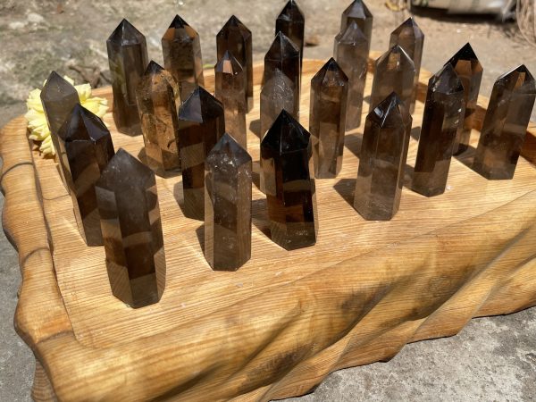 Trụ thạch anh khói - smoky quartz point - Trụ đá thanh tẩy, tarot, sưu tầm