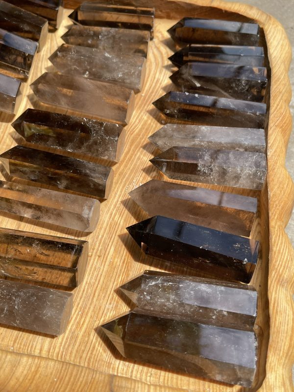 Trụ thạch anh khói - smoky quartz point - Trụ đá thanh tẩy, tarot, sưu tầm