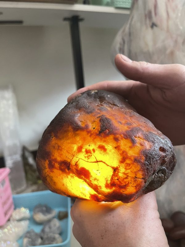 Đá Mã Não cuội thông đèn tốt - Mã Não Đỏ - Red Agate (NC05)