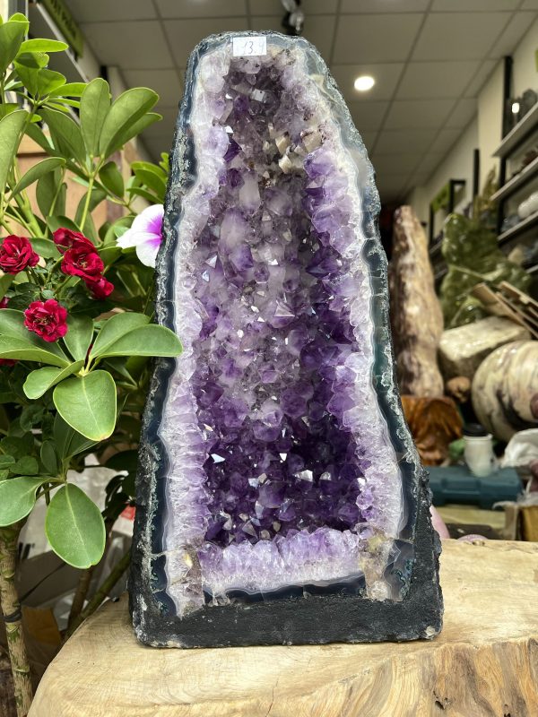 HỐC THẠCH ANH TÍM – AMETHYST GEODE – KT : 40X18 CM, KL:13.9KG (T91)