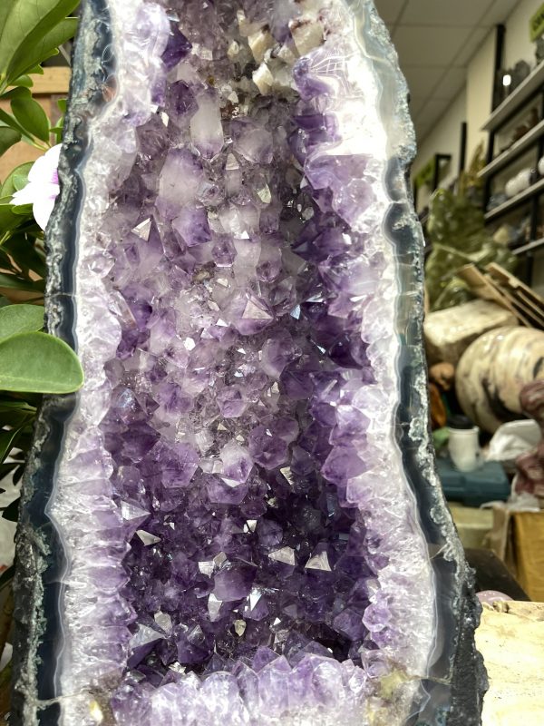 HỐC THẠCH ANH TÍM – AMETHYST GEODE – KT : 40X18 CM, KL:13.9KG (T91)