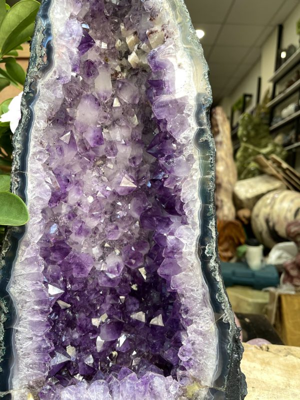 HỐC THẠCH ANH TÍM – AMETHYST GEODE – KT : 40X18 CM, KL:13.9KG (T91)