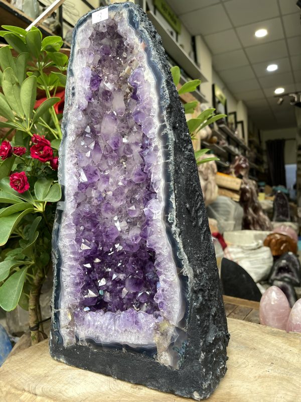 HỐC THẠCH ANH TÍM – AMETHYST GEODE – KT : 40X18 CM, KL:13.9KG (T91)