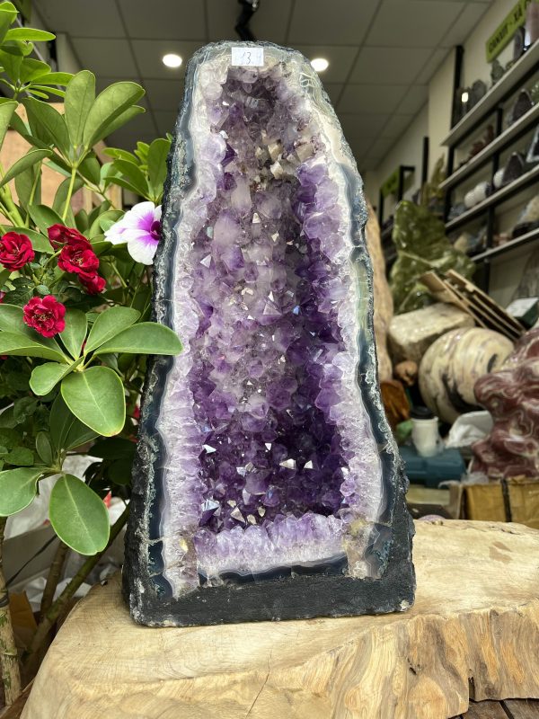 HỐC THẠCH ANH TÍM – AMETHYST GEODE – KT : 40X18 CM, KL:13.9KG (T91)