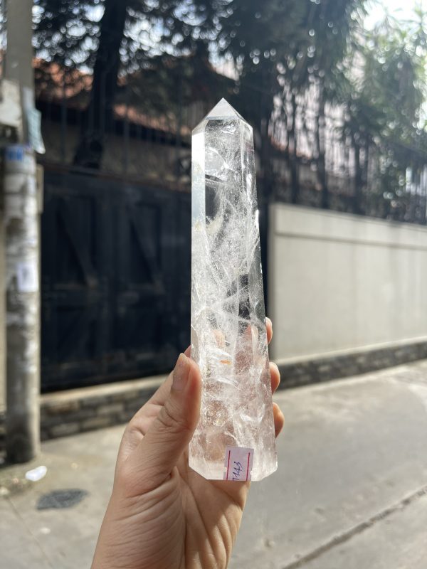 Trụ Thạch Anh Trắng trong – Clear Quartz Point, KT: 17.5×14 CM, KL: 0.345 KG (TTT143)