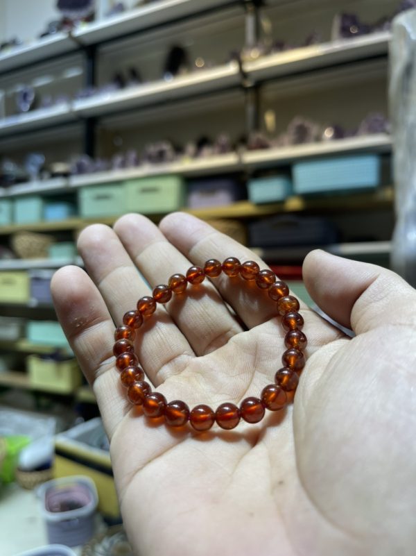 Vòng tay đá Ngọc Hồng Lựu (Garnet) trong , hạt 7 mm – loại vòng đơn