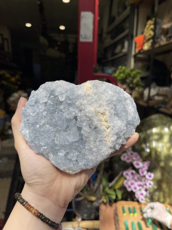 ĐÁ TINH THỂ CELESTINE, KL: 1.29 KG, KT: 10×12.5 CM (CLT13)