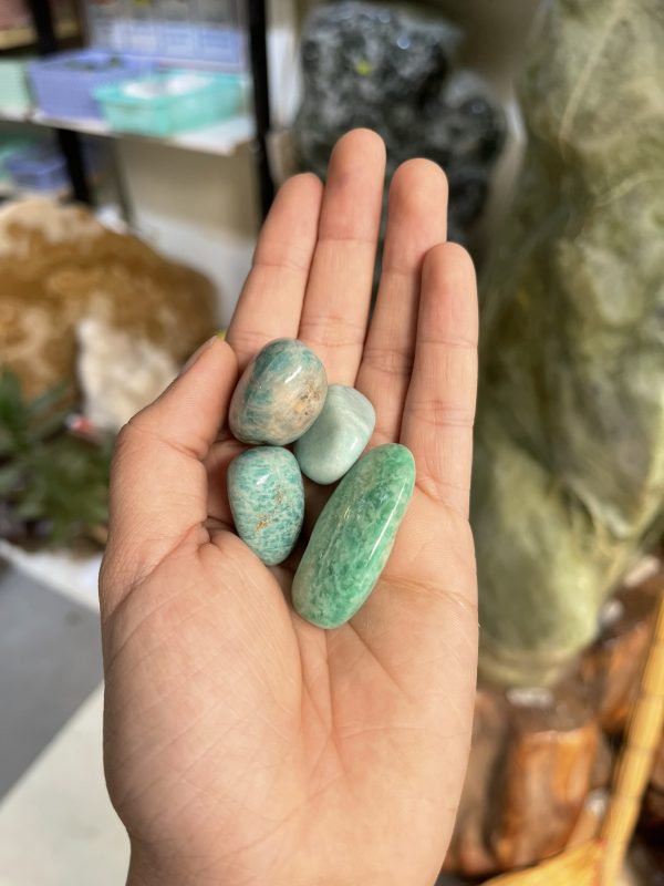 Amazonite Tumbled - Đá thiên hà dạng sỏi