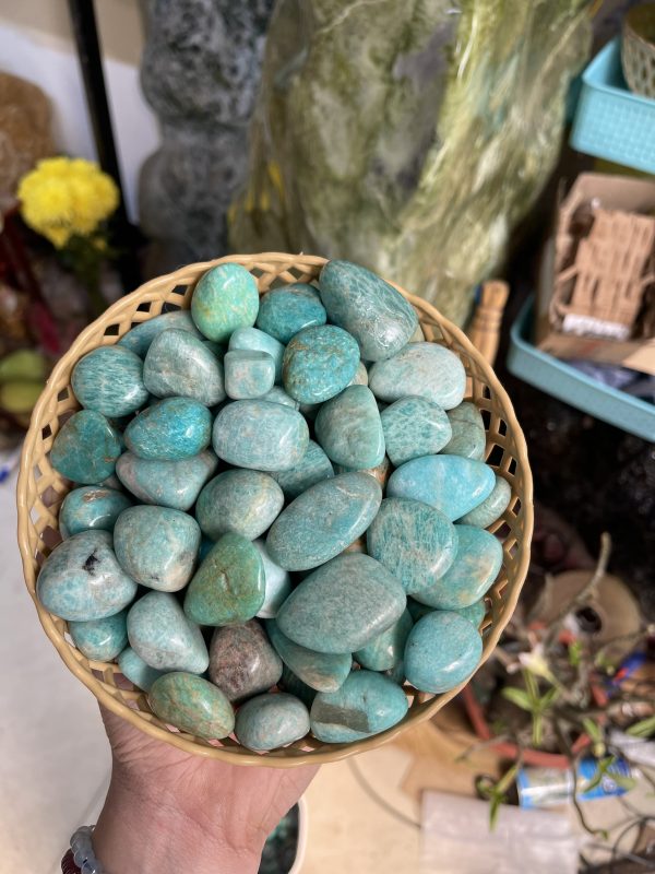 Amazonite Tumbled - Đá thiên hà dạng sỏi