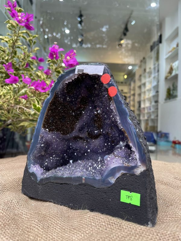 Hốc Thạch Anh Tím - Amethyst Geode (T98), KT: 18.5x18CM, KL: 3.45KG