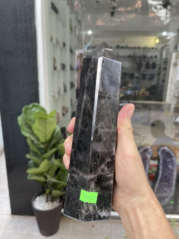 Trụ Thạch Anh Đen - Black Quart Point (Morion), KT: 22.5X6.8CM, KL: 1.182KG (TAĐ28)