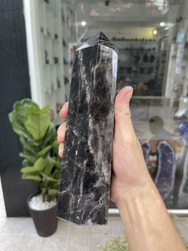 Trụ Thạch Anh Đen - Black Quart Point (Morion), KT: 22.5X6.8CM, KL: 1.182KG (TAĐ28)