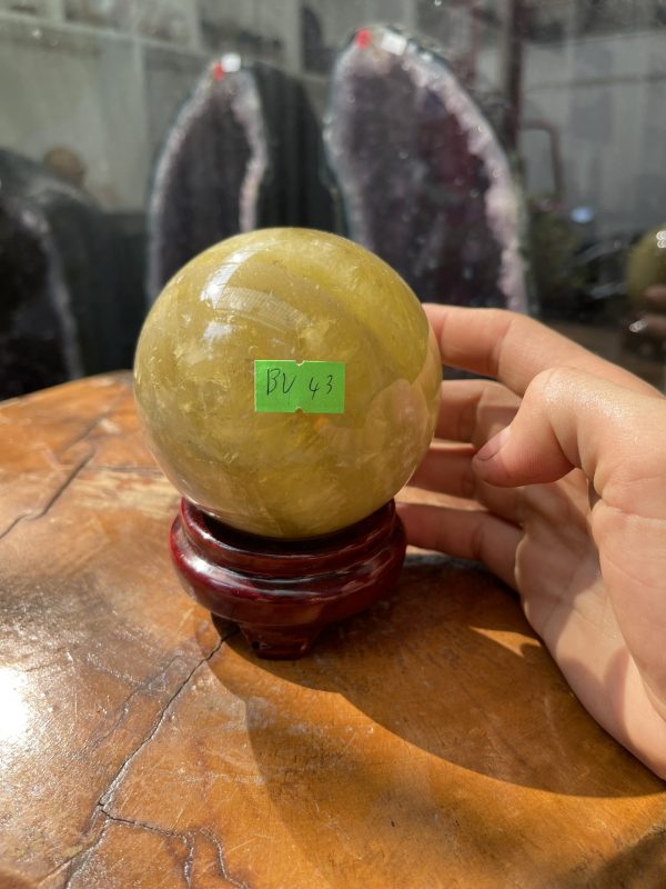 Bi cầu Thạch Anh Vàng - Citrine Sphere (BV43), ĐK: 8.7CM, KL: 0.938KG