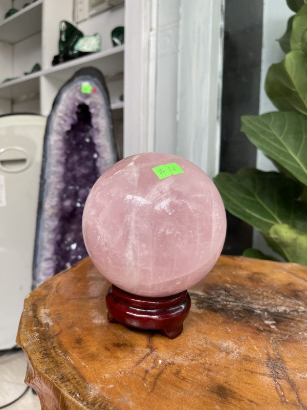 Bi cầu Thạch Anh Hồng - Rose Quartz Sphere (BH56), ĐK: 12.1CM, KL: 2.388KG