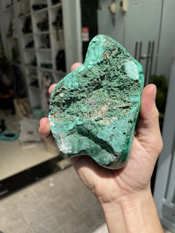 ĐÁ LÔNG CÔNG – ĐÁ KHỔNG TƯỚC – MALACHITE (LC2), KT: 14×14 CM; KL: 1.44KG