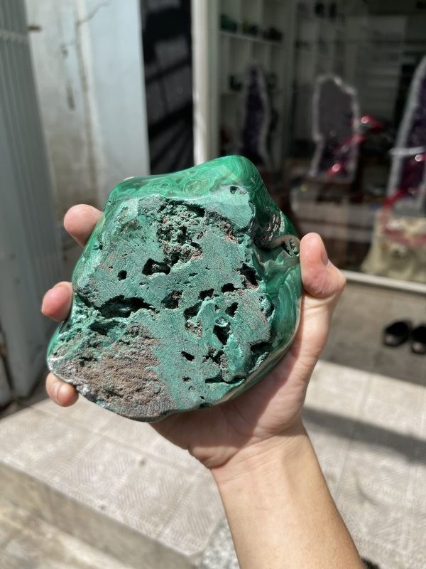 ĐÁ LÔNG CÔNG – ĐÁ KHỔNG TƯỚC – MALACHITE (LC3), KT: 18×12 CM; KL: 1.48KG