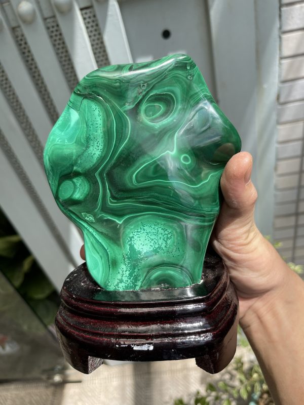 ĐÁ LÔNG CÔNG – ĐÁ KHỔNG TƯỚC – MALACHITE (LC3), KT: 18×12 CM; KL: 1.48KG