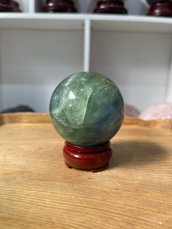 Bi cầu Fluorite Xanh - Green Fluorite Sphere (BX40), ĐK: 6.4 CM, KL: 0.444 KG