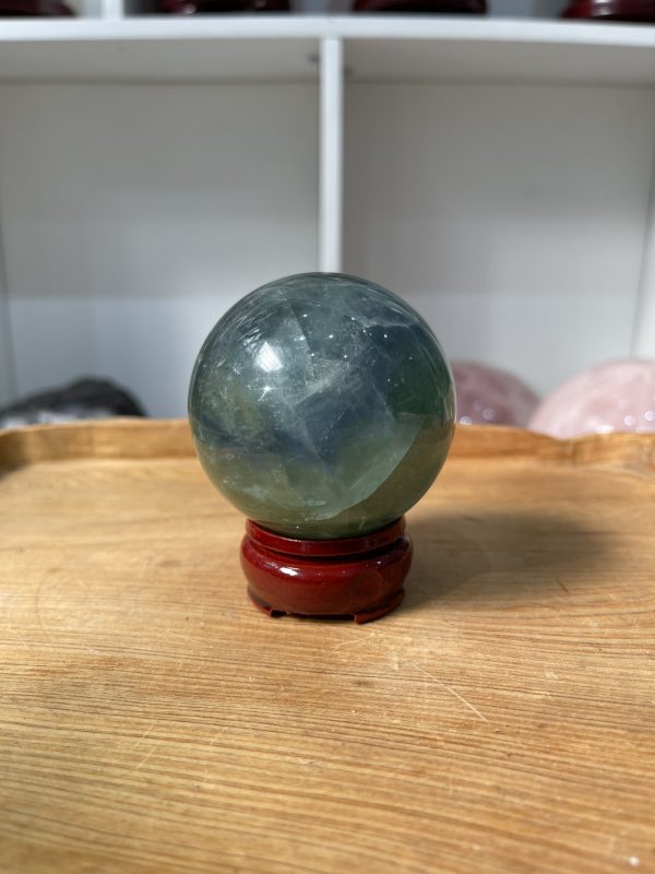 Bi cầu Fluorite Xanh - Green Fluorite Sphere (BX40), ĐK: 6.4 CM, KL: 0.444 KG