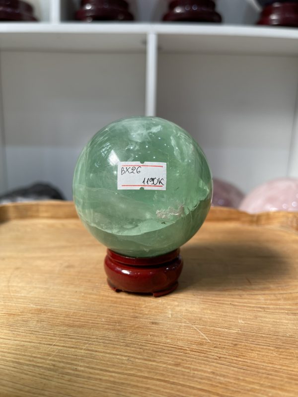 Bi cầu phong thủy Fluorite Xanh - Green Fluorite Sphere (BX26), ĐK: 7.4 CM, KL: 0,662 KG