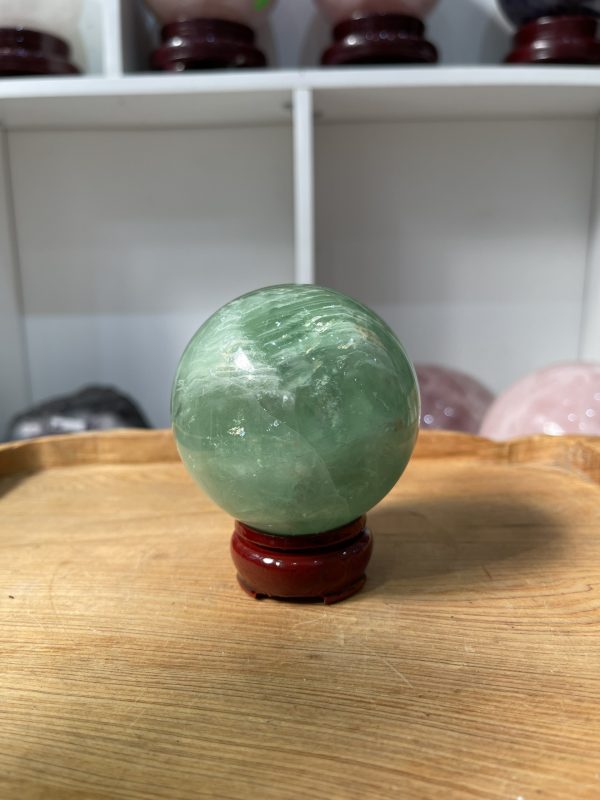 Bi cầu phong thủy Fluorite Xanh - Green Fluorite Sphere (BX26), ĐK: 7.4 CM, KL: 0,662 KG