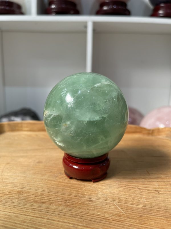 Bi cầu phong thủy Fluorite Xanh - Green Fluorite Sphere (BX26), ĐK: 7.4 CM, KL: 0,662 KG