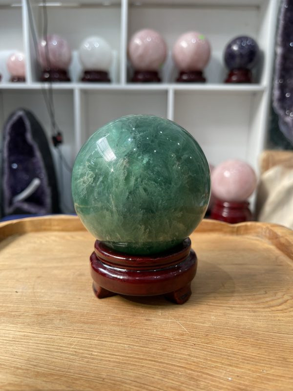 Bi cầu Fluorite Xanh - Green Fluorite Sphere (BX44), ĐK: 9.5 CM, KL: 1.328 KG