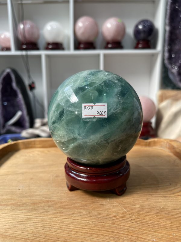 Bi cầu Fluorite Xanh - Green Fluorite Sphere (BX28), ĐK: 10 CM, KL: 1.76 KG