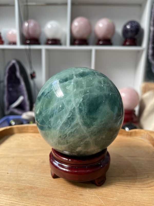 Bi cầu Fluorite Xanh - Green Fluorite Sphere (BX28), ĐK: 10 CM, KL: 1.76 KG