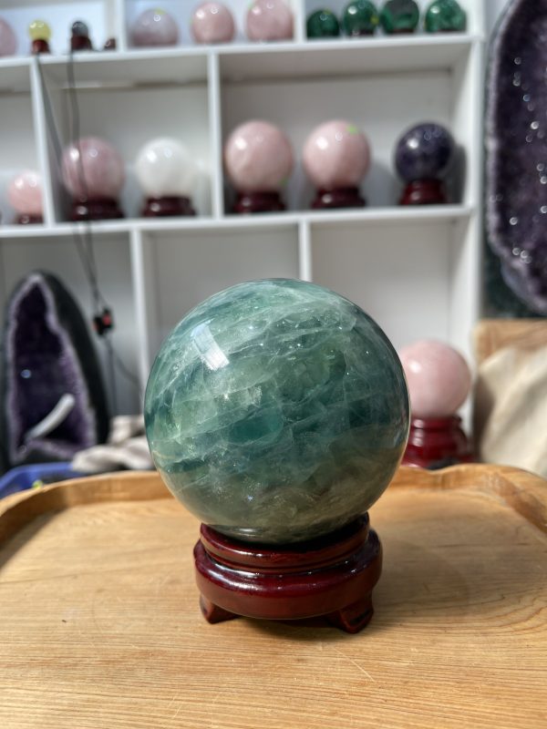 Bi cầu Fluorite Xanh - Green Fluorite Sphere (BX28), ĐK: 10 CM, KL: 1.76 KG