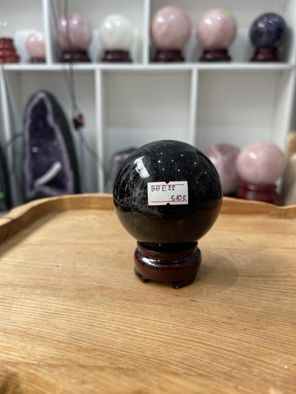 Bi cầu Thạch Anh Đen - Black Quartz Sphere (BĐE28), KL: 0.422 KG, ĐK: 6.7 CM