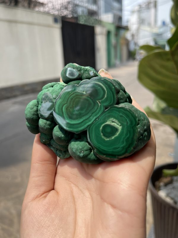 ĐÁ LÔNG CÔNG – ĐÁ KHỔNG TƯỚC – MALACHITE (LC29), KT: 8.5×6.5 CM; KL: 0.3KG