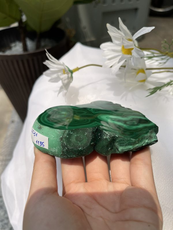 ĐÁ LÔNG CÔNG – ĐÁ KHỔNG TƯỚC – MALACHITE (LC31), KT: 10×8.5 CM; KL: 0.378KG