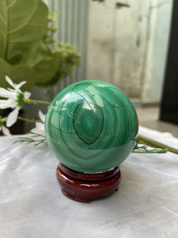 Bi cầu đá Lông Công - Đá Khổng Tước - Malachite Sphere, ĐK: 7.2 CM, KL: 0.728 KG (MLC18)