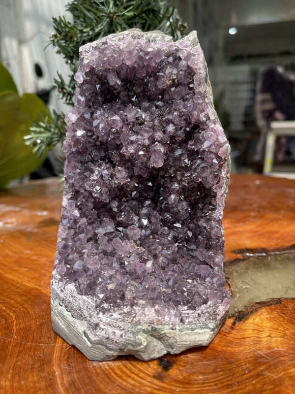 HỐC THẠCH ANH TÍM NHỎ – SMALL AMETHYST GEODE (TV310), KL: 1.340KG, KT: 15×9 CM