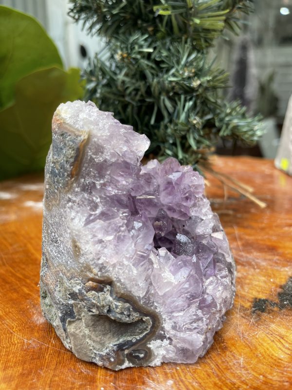 HỐC THẠCH ANH TÍM NHỎ – SMALL AMETHYST GEODE (TV324), KL: 0.652KG, KT: 10×8 CM