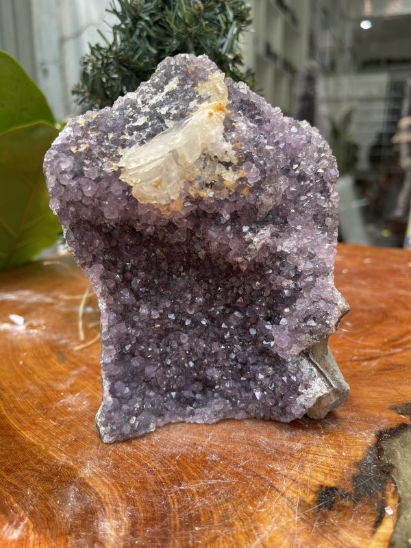 HỐC THẠCH ANH TÍM NHỎ – SMALL AMETHYST GEODE (TV338), KL: 1.028KG, KT: 14×12 CM