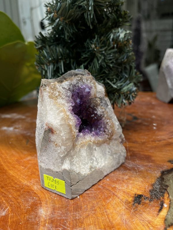 HỐC THẠCH ANH TÍM NHỎ – SMALL AMETHYST GEODE (TV293), KL: 0.628 KG, KT: 10×8 CM