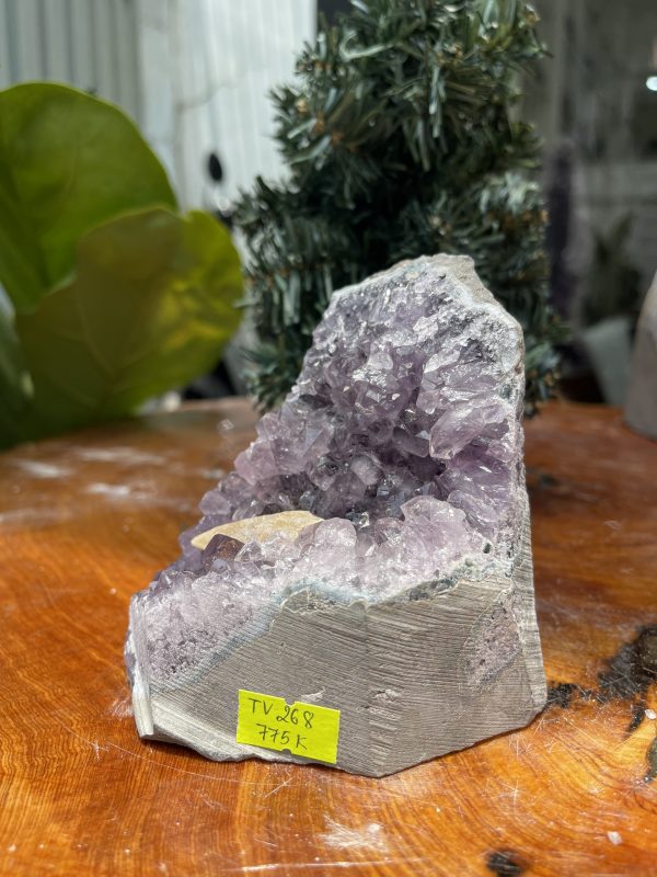 HỐC THẠCH ANH TÍM NHỎ – SMALL AMETHYST GEODE (TV268), KL: 0.772KG, KT: 11×10 CM