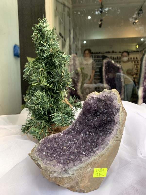 HỐC THẠCH ANH TÍM NHỎ – SMALL AMETHYST GEODE (TV285), KL: 1.584KG, KT: 15x10CM