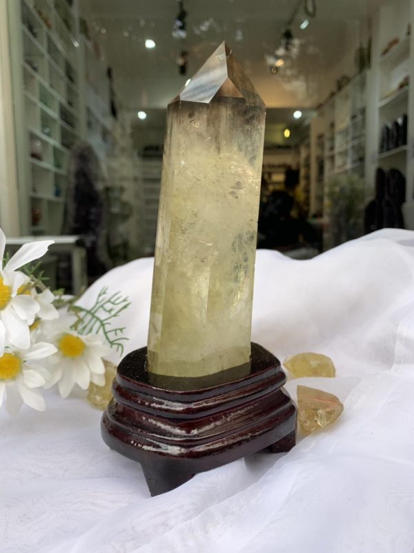 TRỤ THẠCH ANH VÀNG ÁM KHÓI -CITRINE SMOKY QUARTZ POINT- KT: 20x5.5 CM KL: 0.656KG (TK06)