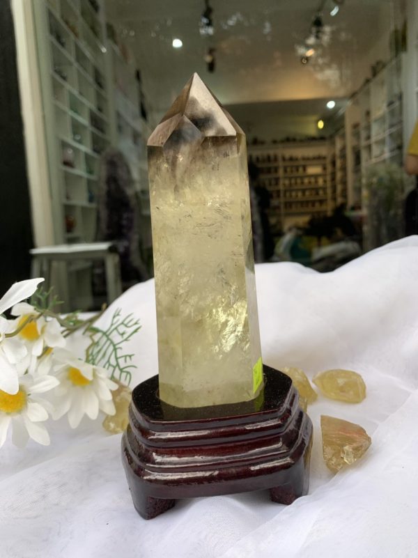 TRỤ THẠCH ANH VÀNG ÁM KHÓI -CITRINE SMOKY QUARTZ POINT- KT: 20x5.5 CM KL: 0.656KG (TK06)