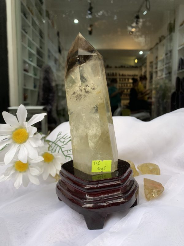 TRỤ THẠCH ANH VÀNG ÁM KHÓI -CITRINE SMOKY QUARTZ POINT- KT: 20x5.5 CM KL: 0.656KG (TK06)