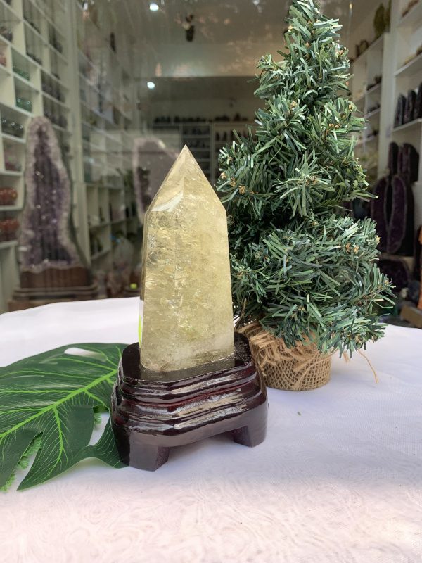 TRỤ THẠCH ANH VÀNG ÁM KHÓI -CITRINE SMOKY QUARTZ POINT- KT: 18X8,8 CM KL: 0,836KG (TK10)