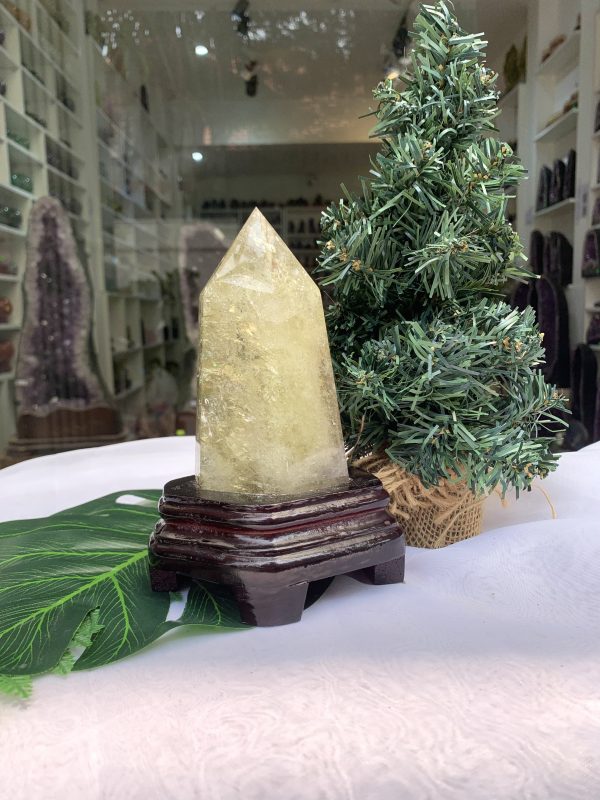 TRỤ THẠCH ANH VÀNG ÁM KHÓI -CITRINE SMOKY QUARTZ POINT- KT: 18X8,8 CM KL: 0,836KG (TK10)