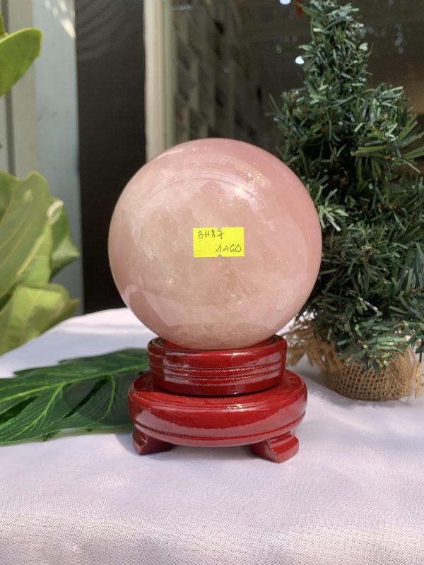 Bi cầu Thạch Anh Hồng – Rose Quartz Sphere (BH87), ĐK: 10,9CM, KL: 1,824KG